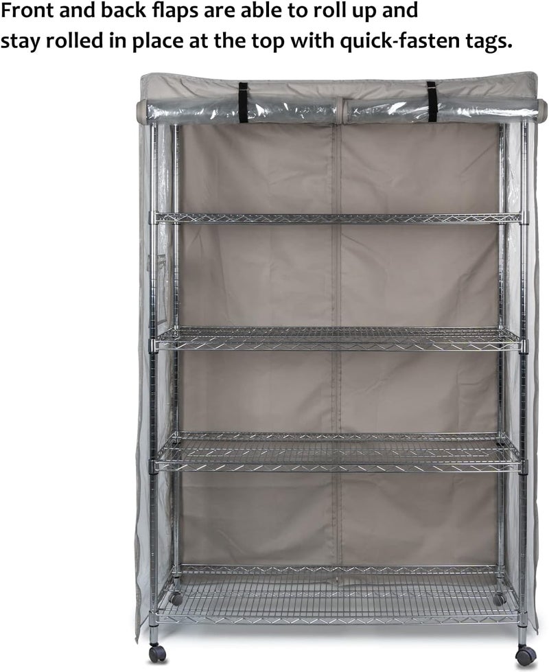YLOVAN Storage Shelf Cover Wire Rack Shelving Dust Protective, Fits Racks 48" L x 19'' D x 72'' H Three Side See Through Panel (Cover only) - Image 4
